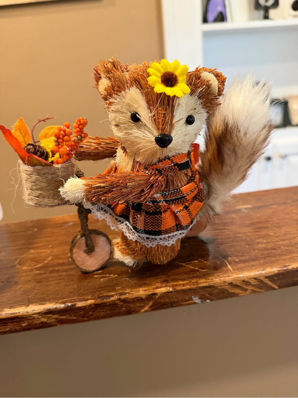 Rustic Autumn Fox Figurine on a bike